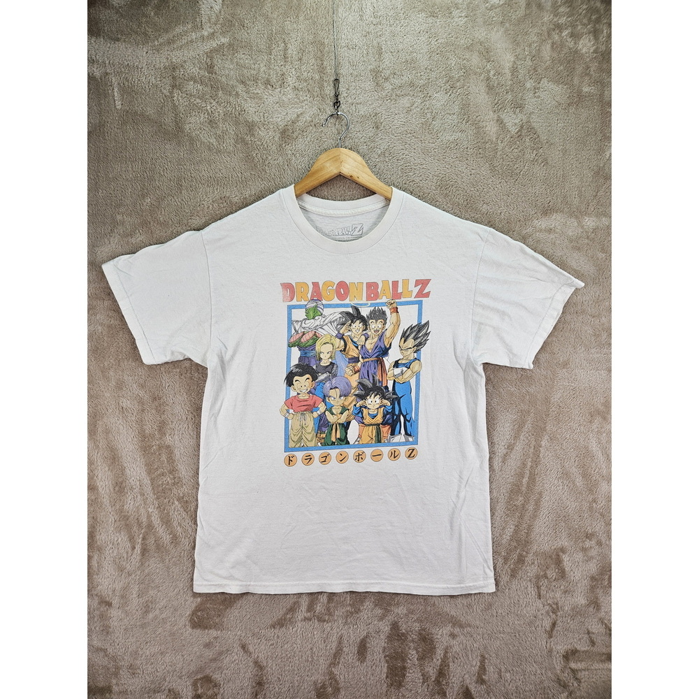 Dragon Ball Z Graphic T-shirt Size L 100% Cotton Tee White Short Sleeve